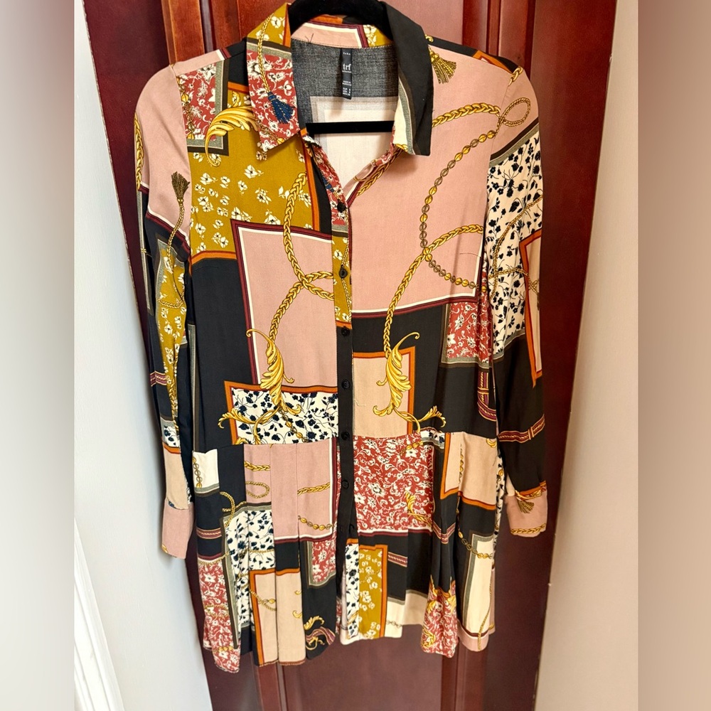 STUNNING Zara Patchwork Chain Print Tunic Shirt Dress - Size S